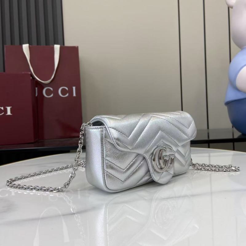 Сумка Gucci серебристая с цепочкой