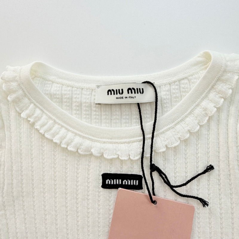Женский джемпер Miu Miu белый с рюшами