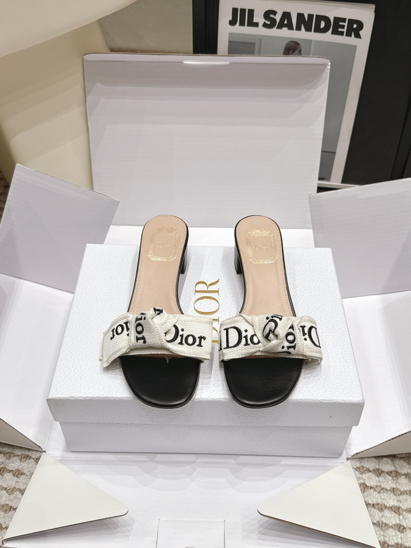Женские мюли Dior с логотипом и декоративным бантом