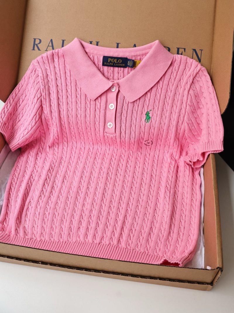 Розовый вязаный джемпер Polo Ralph Lauren с воротником поло