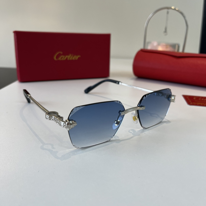 Солнечные очки без оправы с декором на дужке Cartier