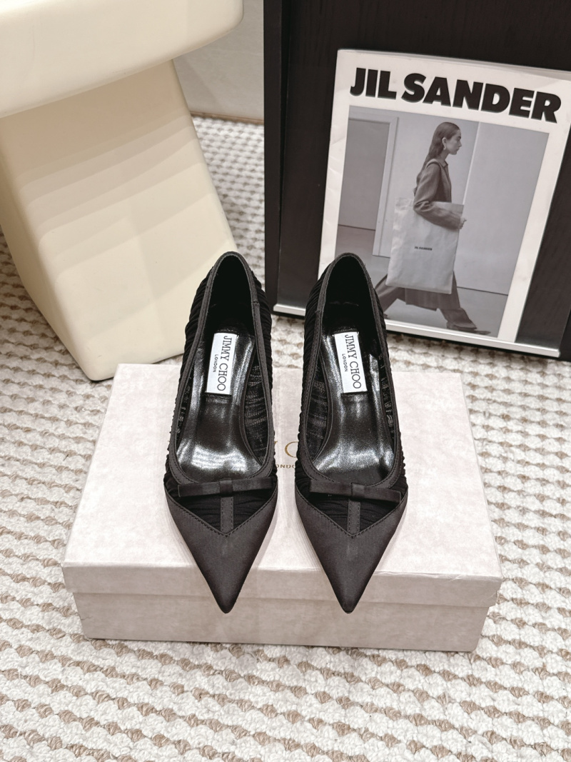 Женские черные туфли-лодочки с бантом на мысе, Jimmy Choo