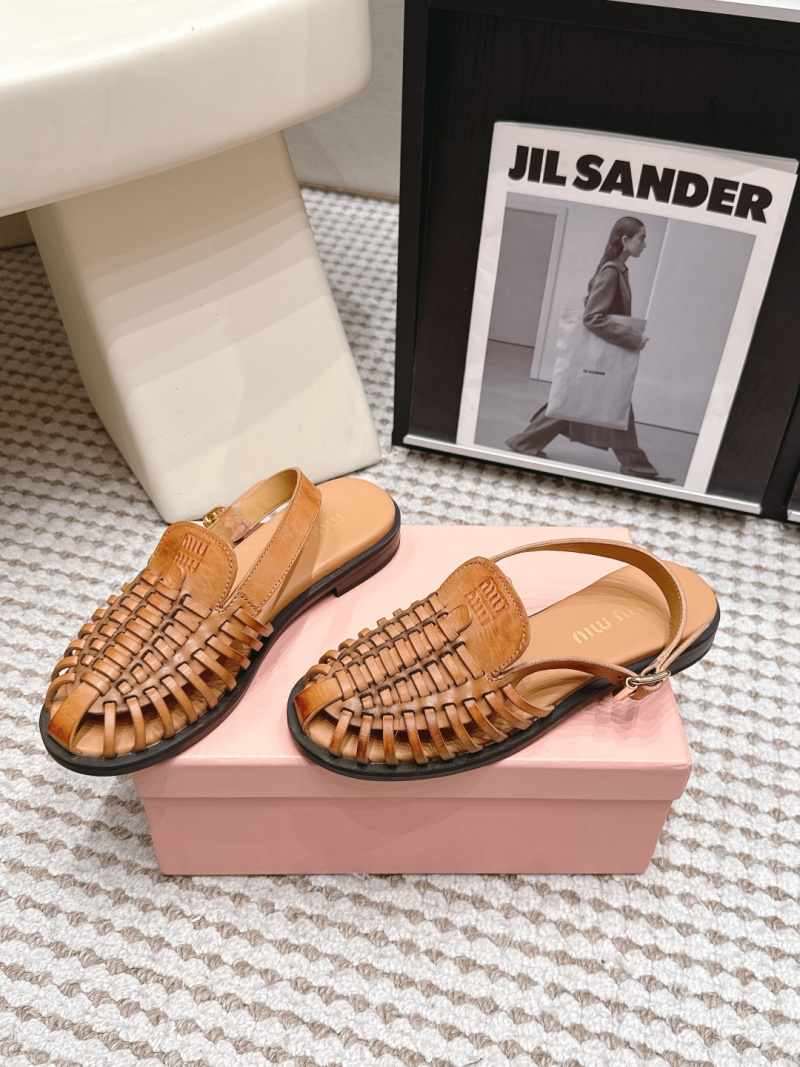 Плетеные кожаные сандалии Miu Miu