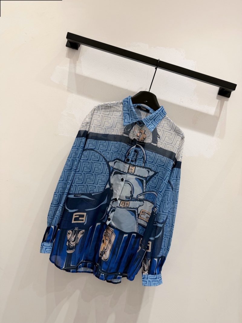 Рубашка женская свободная с принтом Fendi