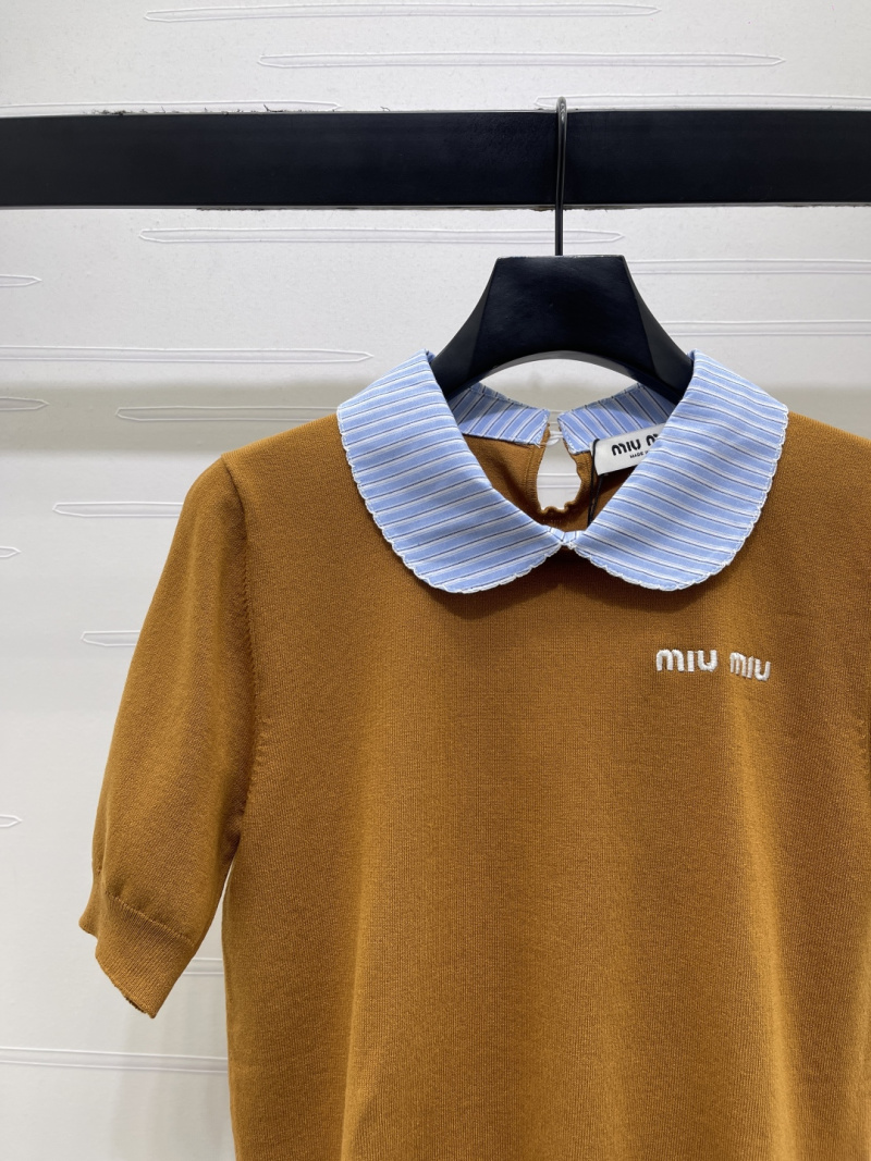 Женский вязаный топ с короткими рукавами Miu Miu