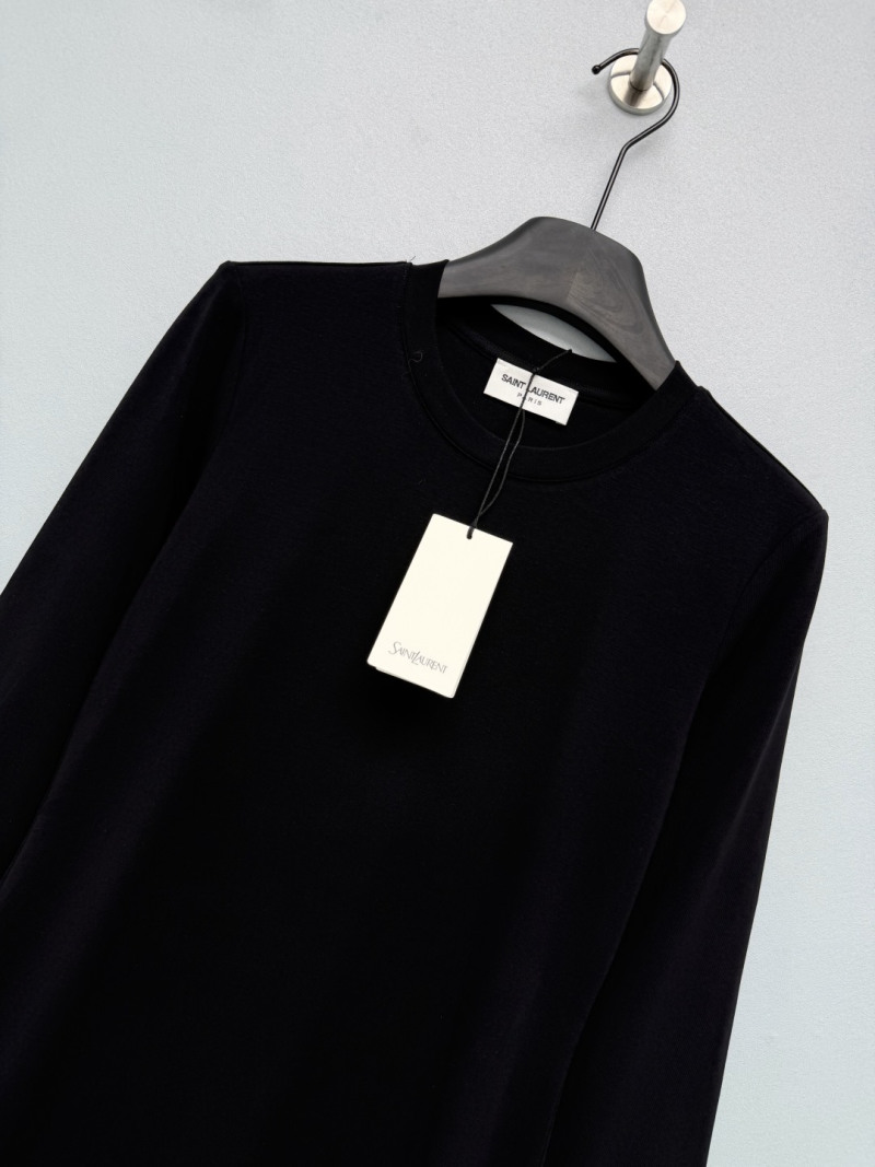 Чёрное платье YSL с длинными рукавами Saint Laurent