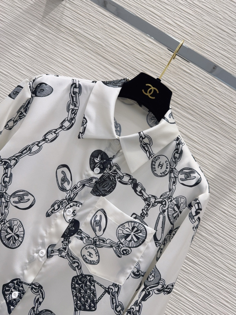 Женская рубашка с принтом в виде цепей и логотипов, размер S Chanel