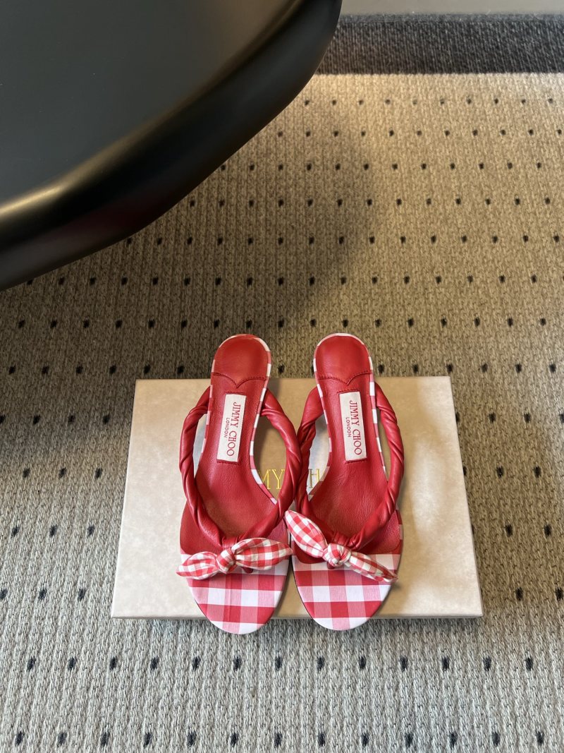 Босоножки Jimmy Choo красные с узлом
