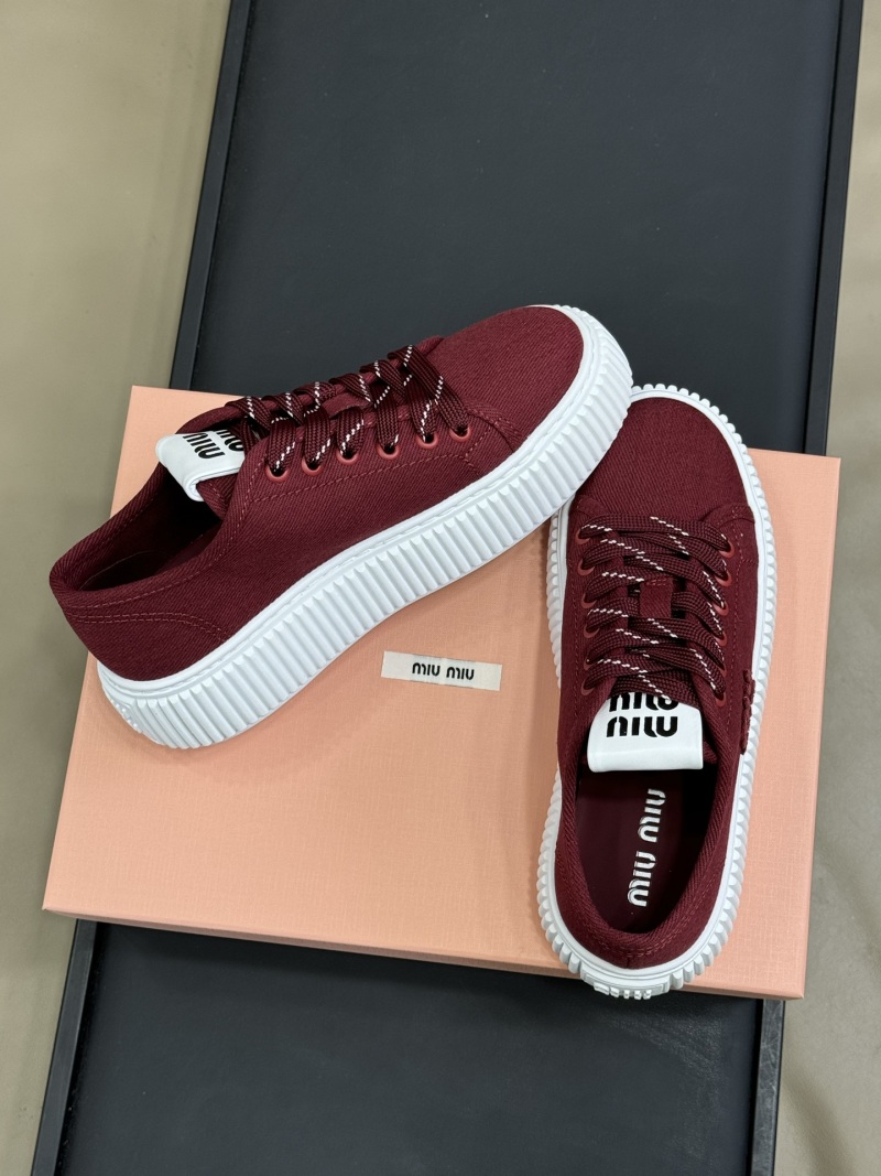 Женские кеды Miu Miu с утолщенной подошвой, бордовые