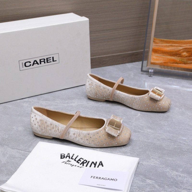 Балетки с бантом и кристаллами Ferragamo