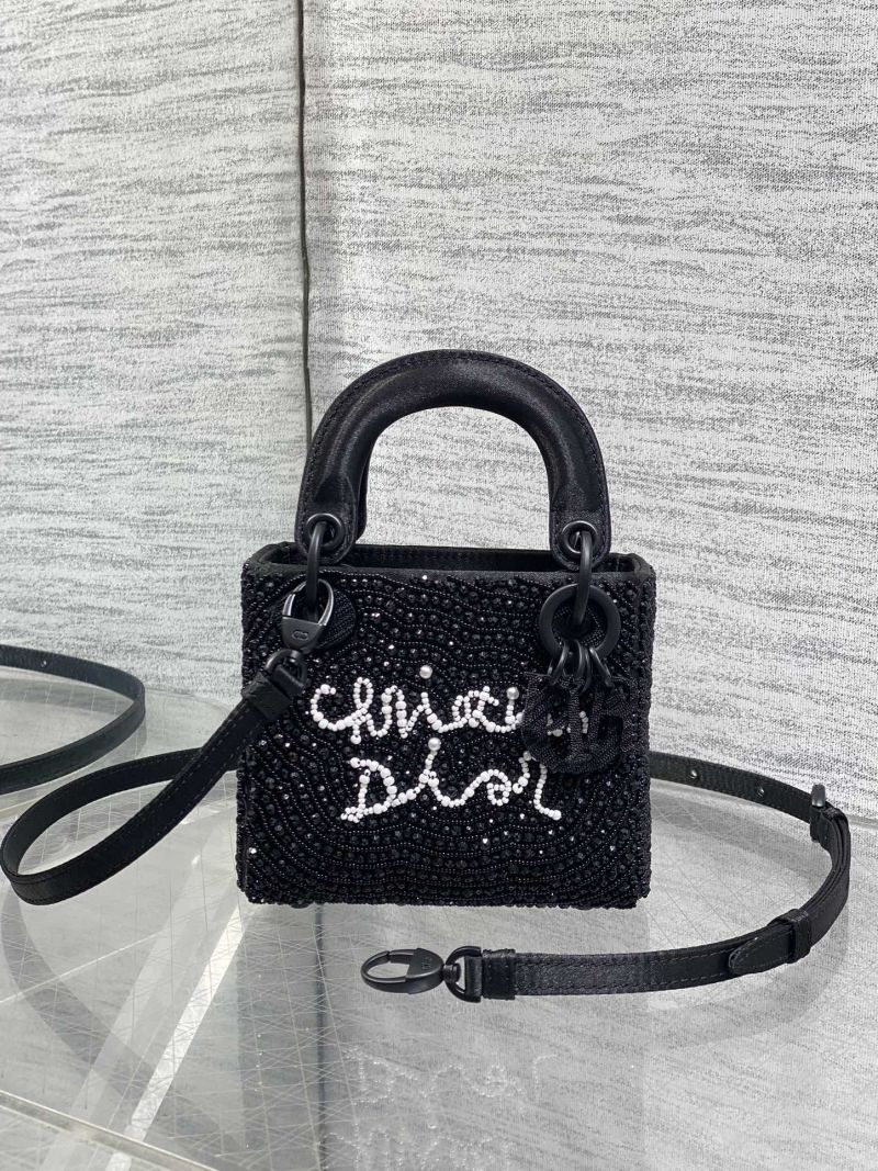 Сумка Dior Lady Dior черная с бисером