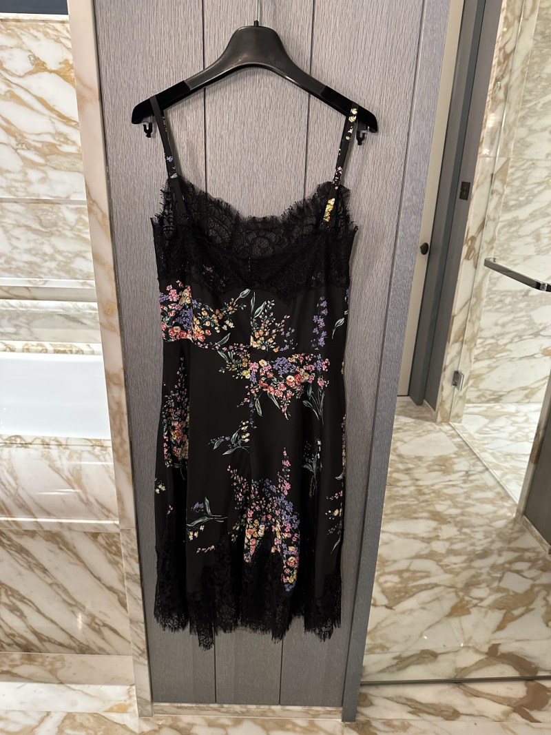 Вечернее платье с кружевной отделкой и цветочным принтом Dolce & Gabbana
