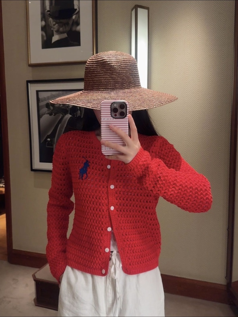 Кардиган Polo Ralph Lauren женский красный вязаный