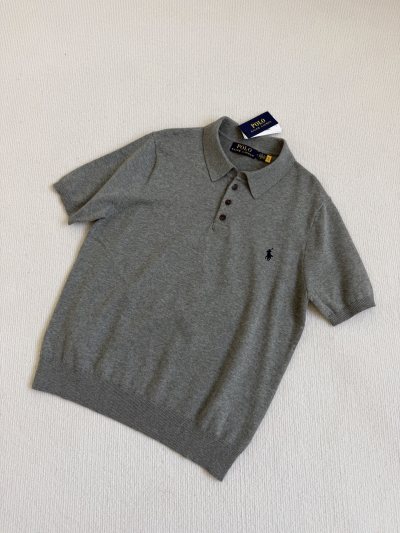 Вязаная поло-рубашка Polo Ralph Lauren серая