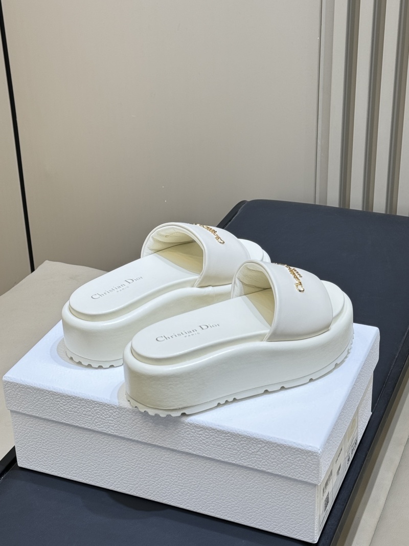 Женские белые платформенные шлепанцы Christian Dior