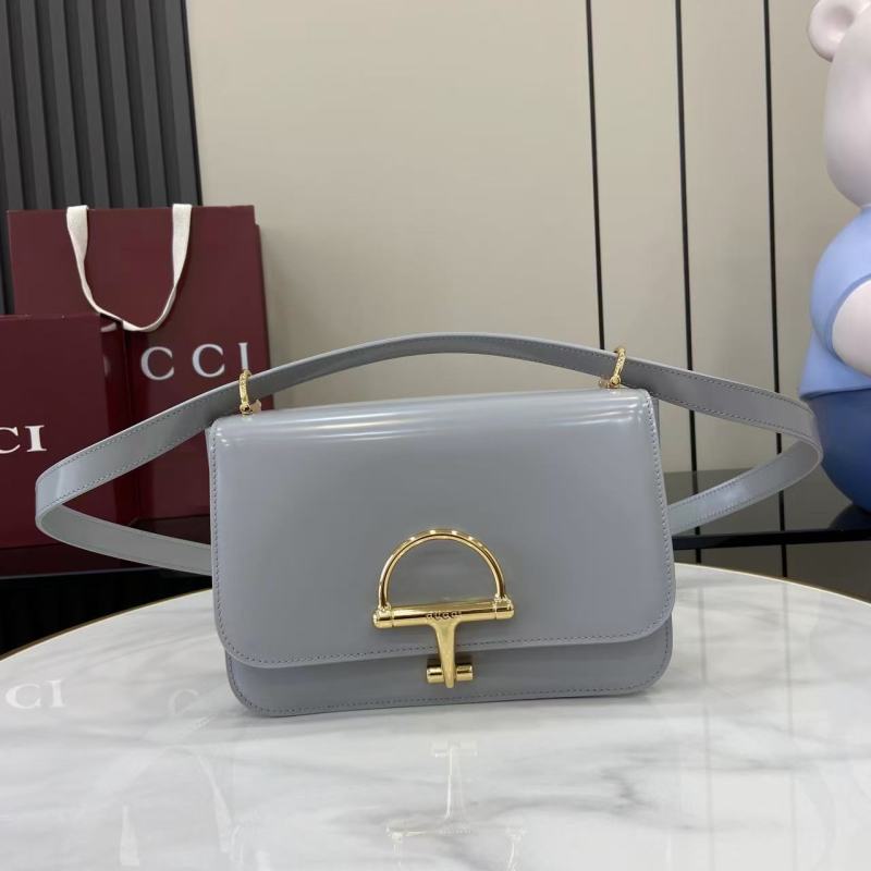 Сумка Gucci серая с замком Horsebit