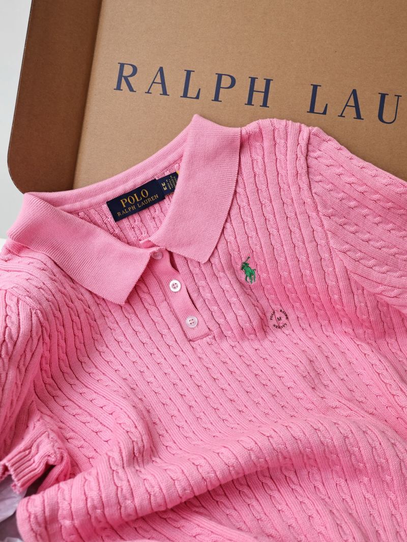Розовый вязаный джемпер Polo Ralph Lauren с воротником поло
