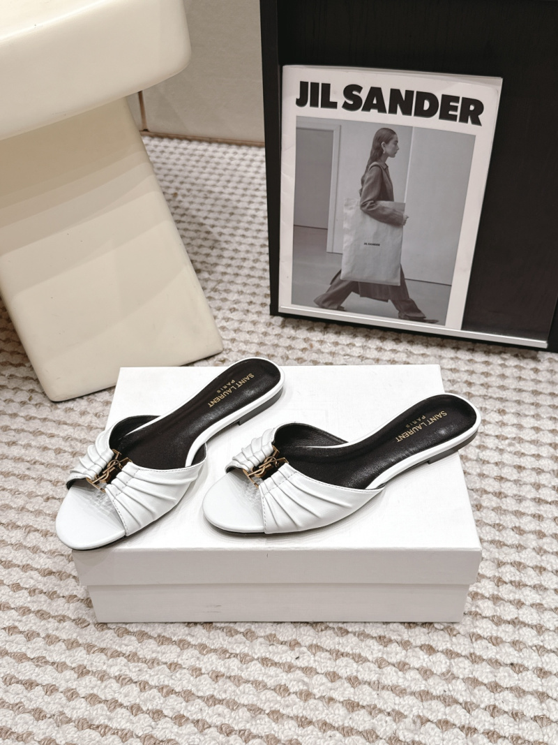 Женские мюли со складками и логотипом YSL Saint Laurent