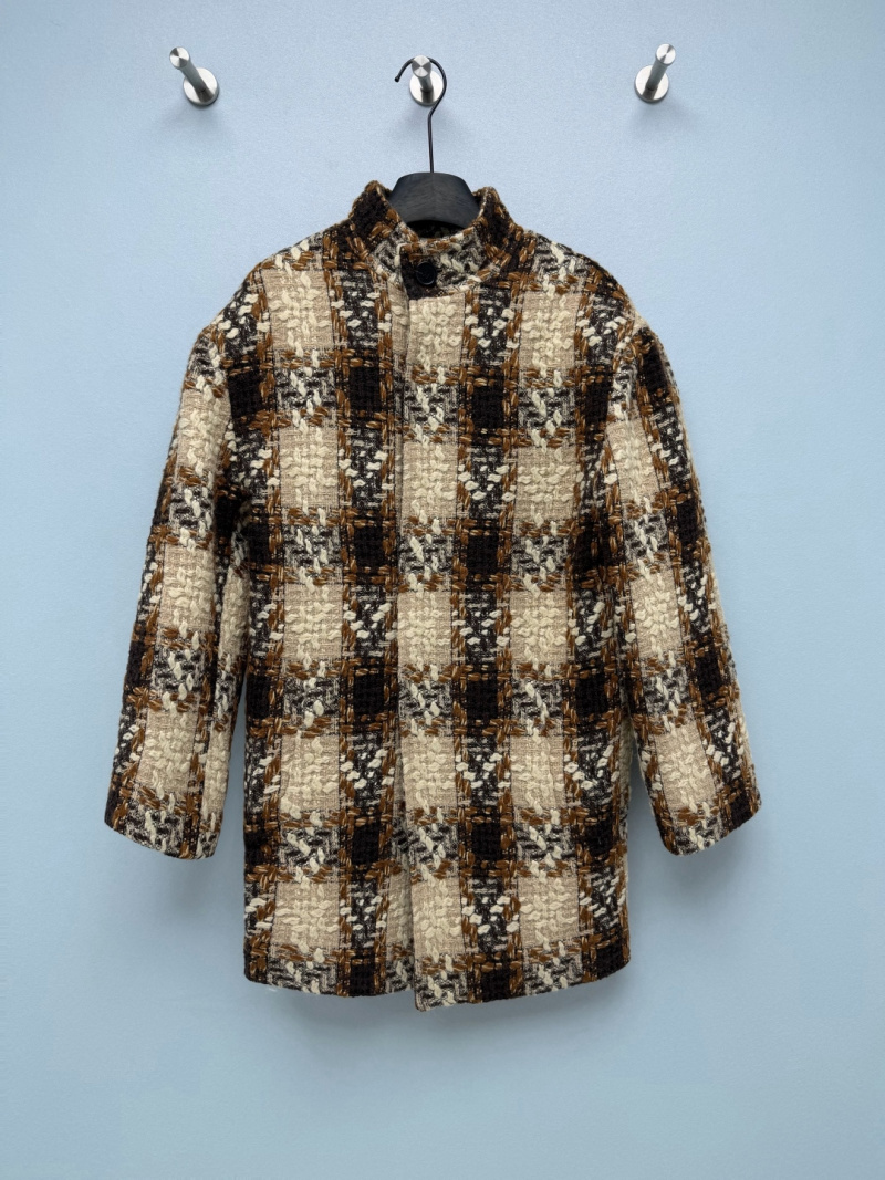 Пальто YSL с трёхцветным клетчатым узором Saint Laurent
