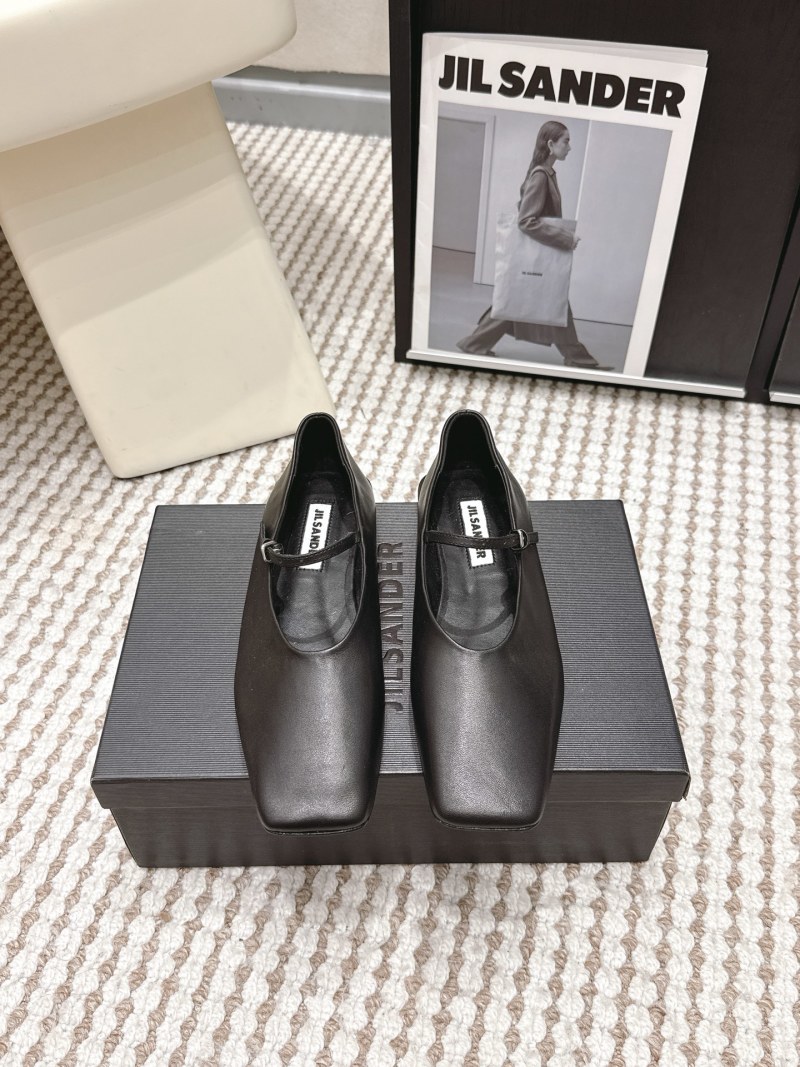 Женские черные кожаные туфли с квадратным носком и ремешком Jil Sander