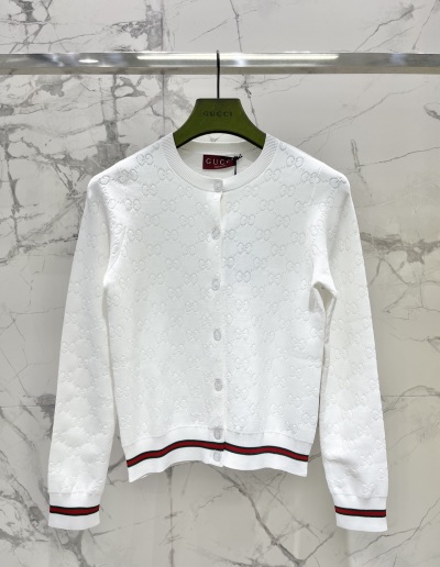 Кардиган Gucci женский белый с монограммой