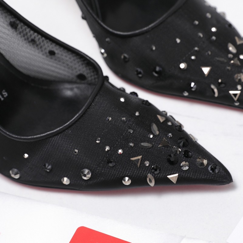 Женские черные туфли с красным дном Christian Louboutin