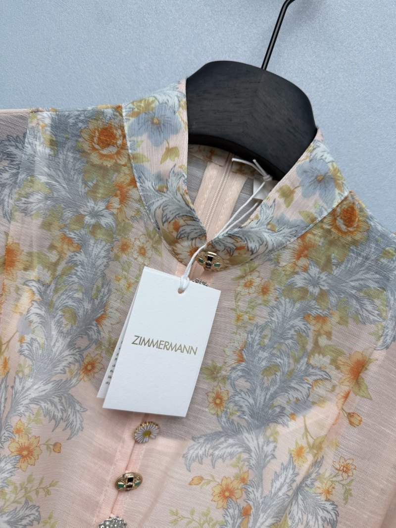 Повседневное платье с цветочным принтом и стоячим воротником Zimmermann