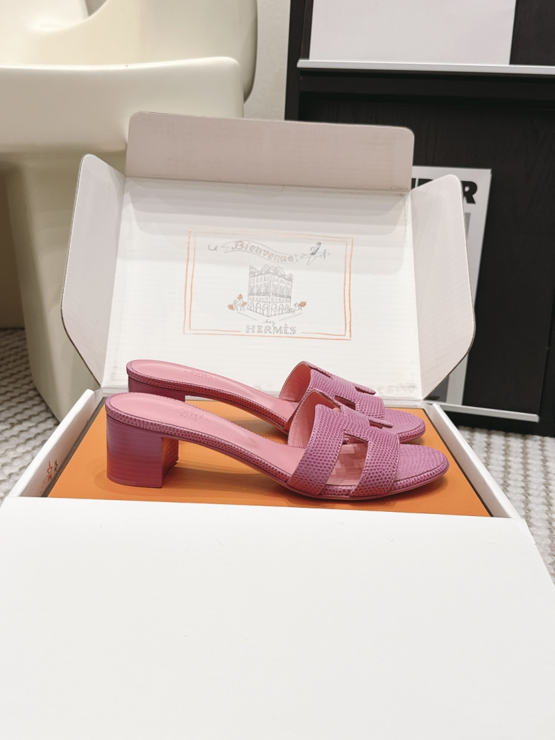 Женские кожаные тапочки с ремешком в форме буквы H Hermès
