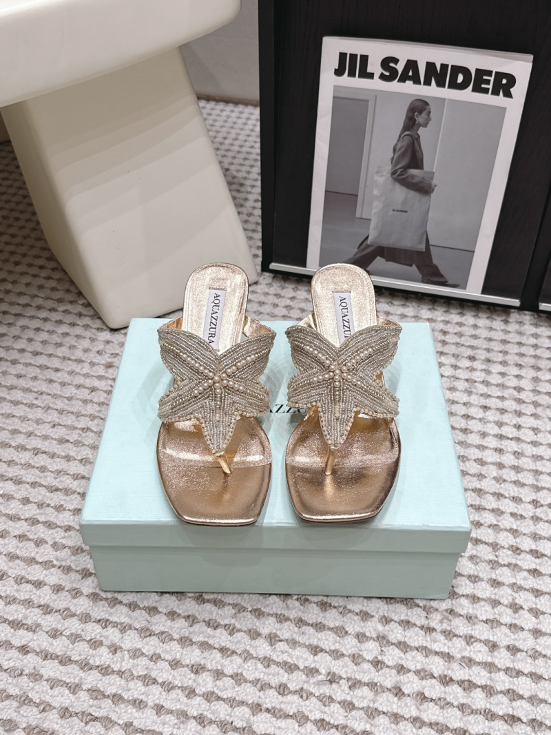 Женские шлёпанцы Aquazzura со стразами