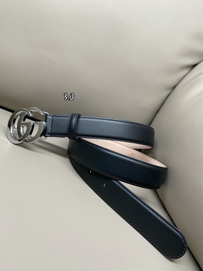 Черный ремень Gucci с двойным G поясом