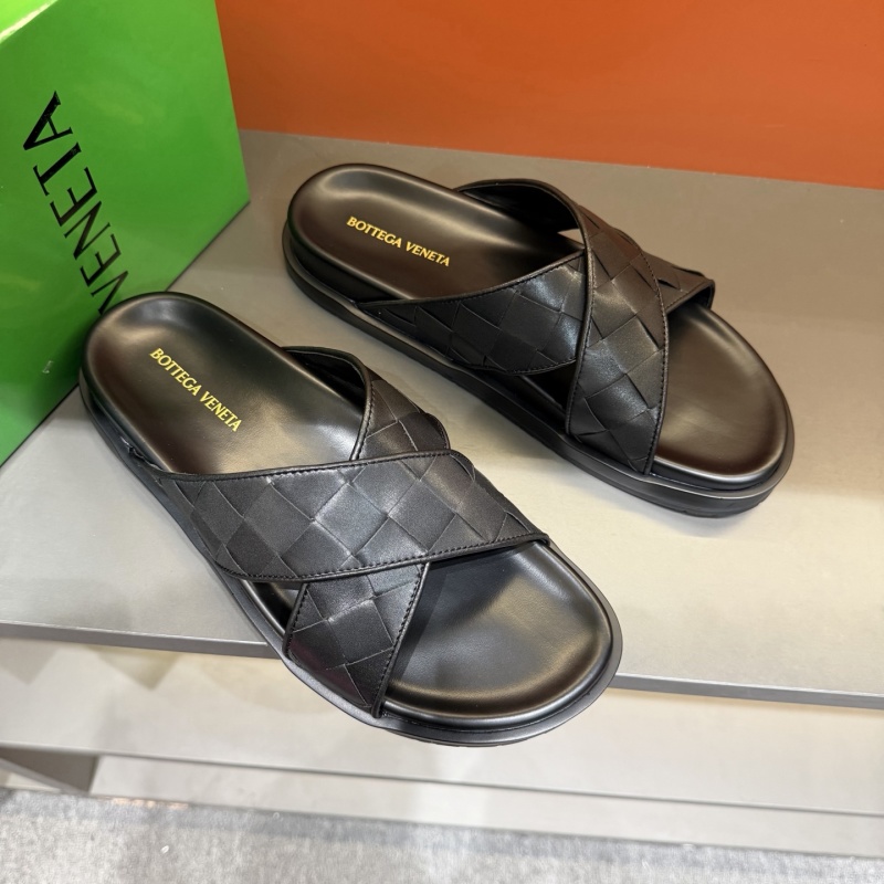 Черные плетеные мужские сандалии Bottega Veneta