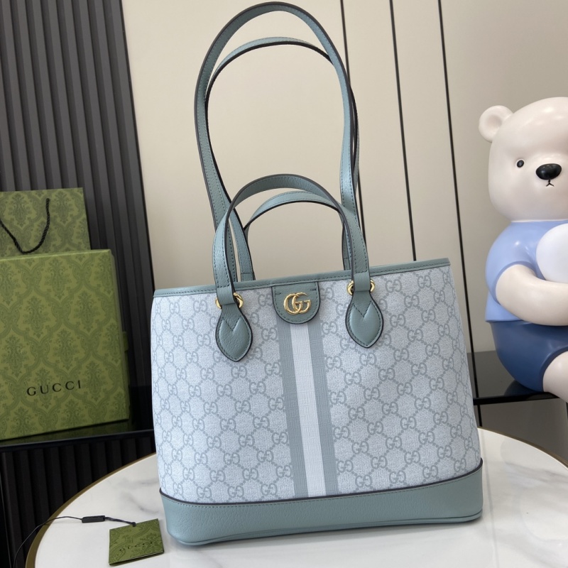 Сумка-тоут Gucci с монограммой и кожаными вставкам
