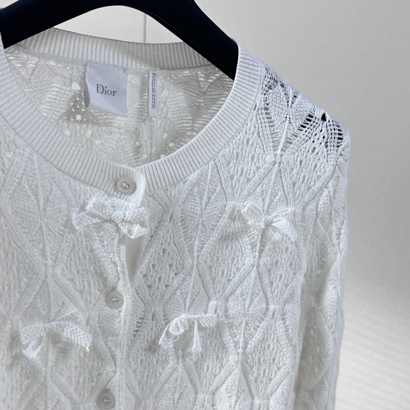 Женский ажурный кардиган с бабочками, белый Dior