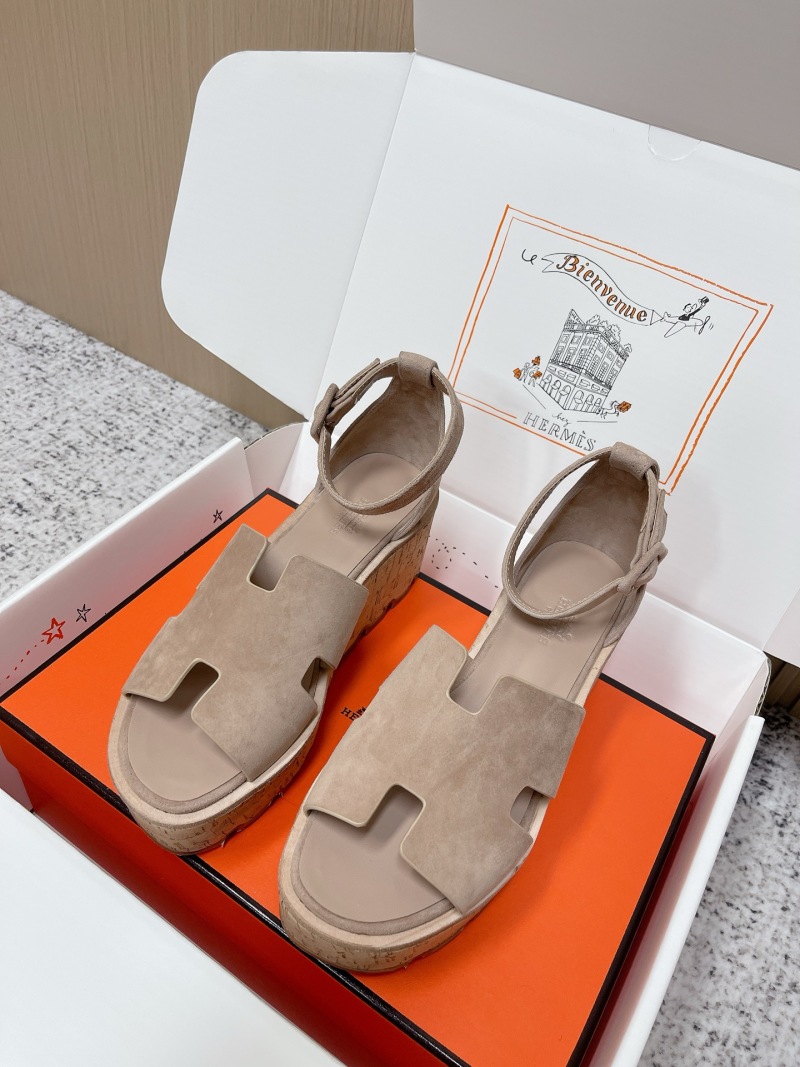 Женские замшевые босоножки H-образного силуэта Hermès