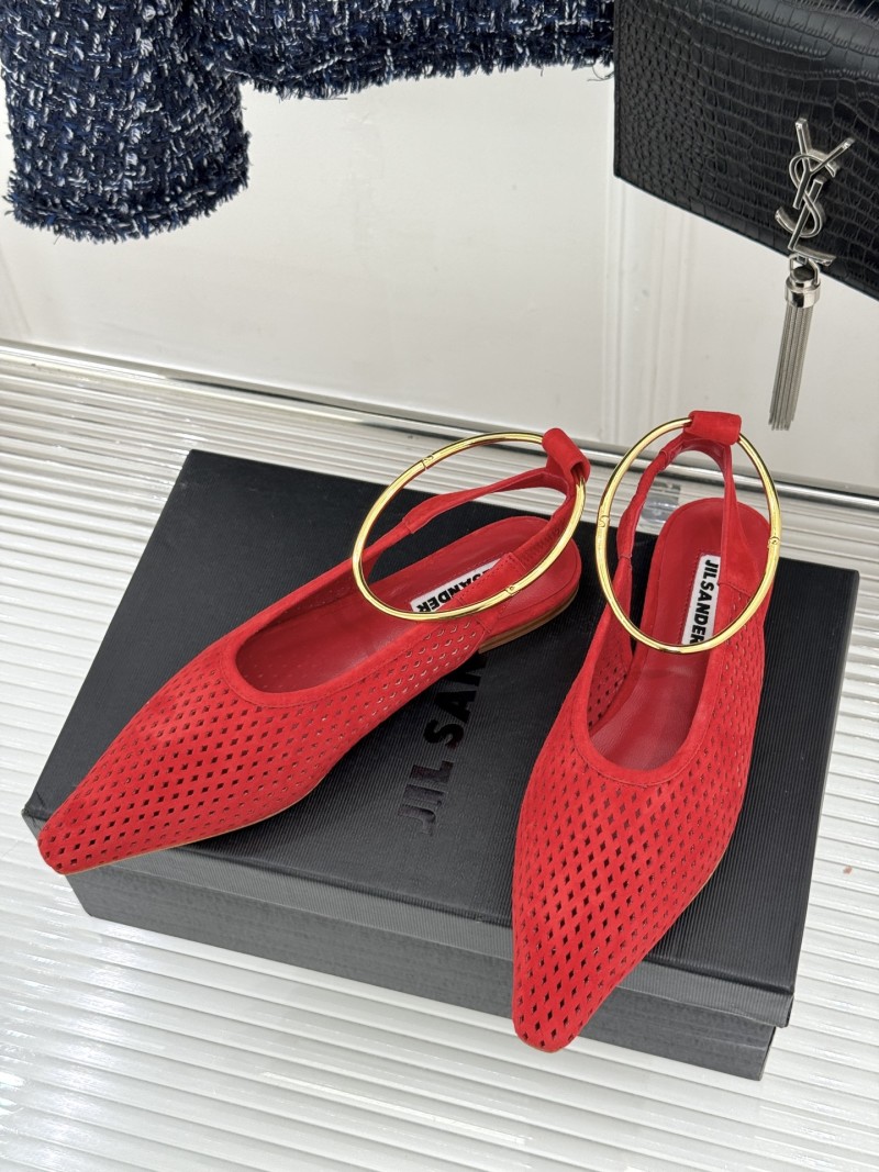 Женские красные балетки с металлическим декором Jil Sander