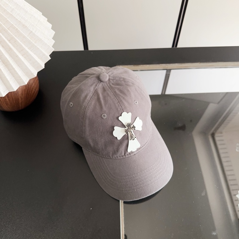 Бейсболка серая с белым крестом Chrome Hearts
