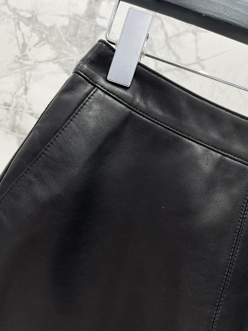 Юбка кожаная Saint Laurent черная