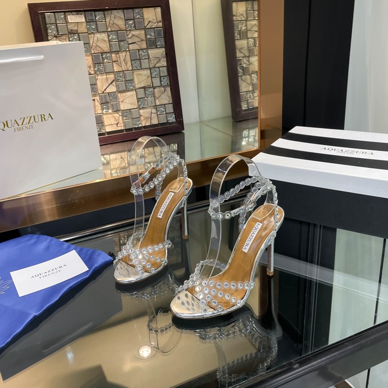 Aquazzura женские туфли на каблуке с прозрачными ремешками и стразами