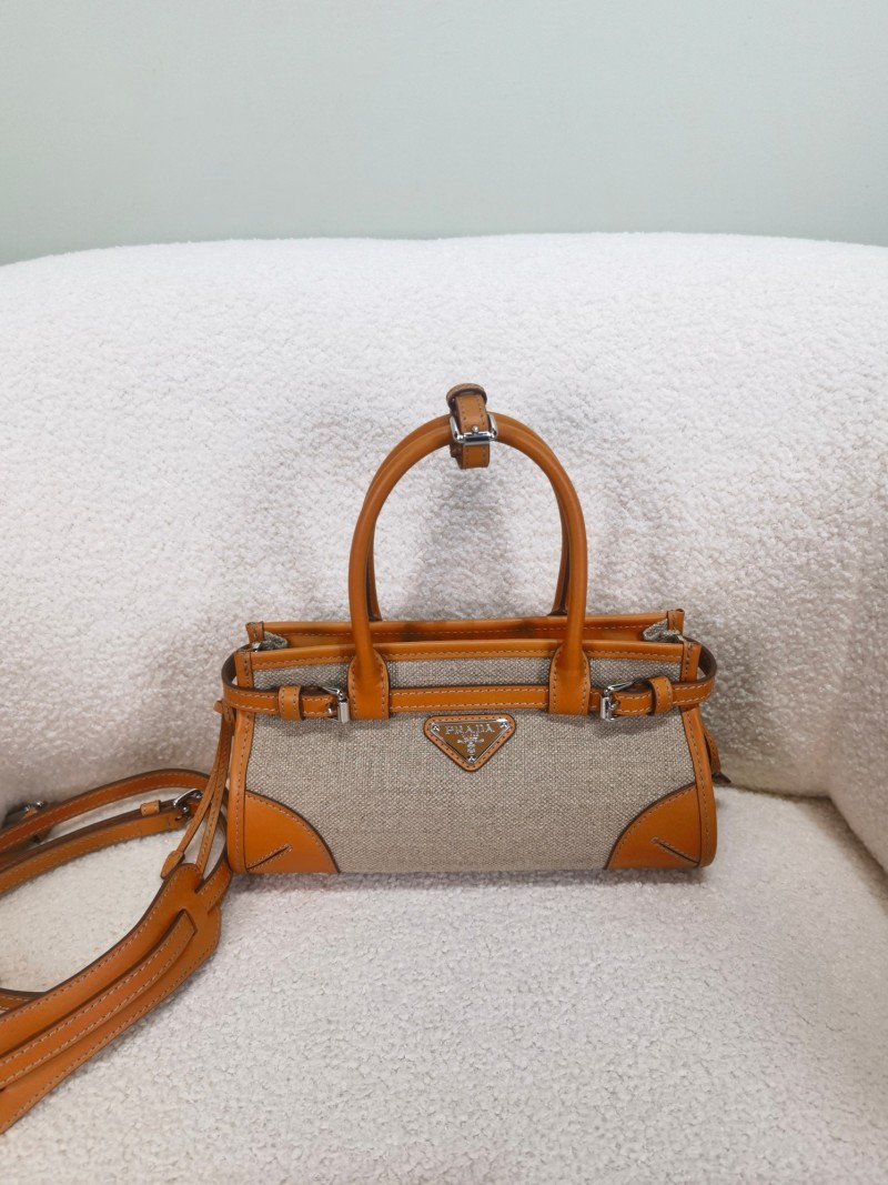Сумка мини Bonnie Prada из льна и кожи