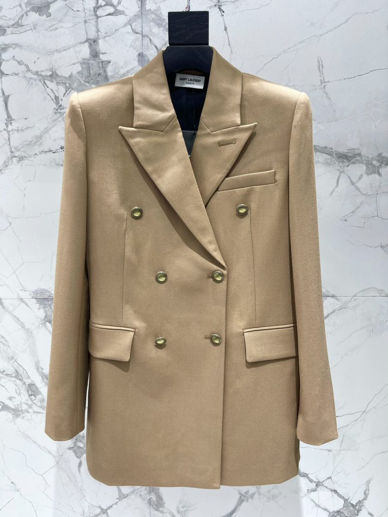 Женский пиджак Saint Laurent бежевый двубортный