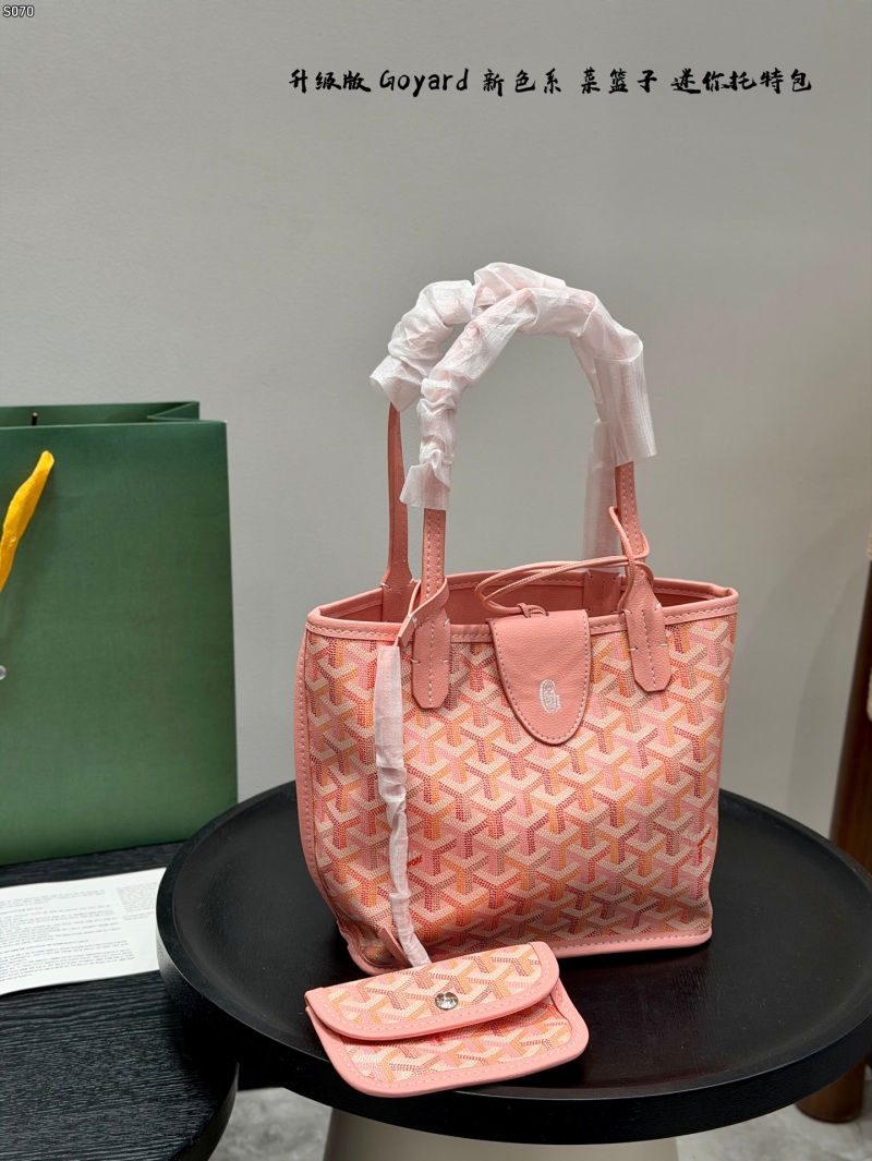 Мини-сумка с принтом и двумя ручками, розовая, в комплекте чехол Goyard