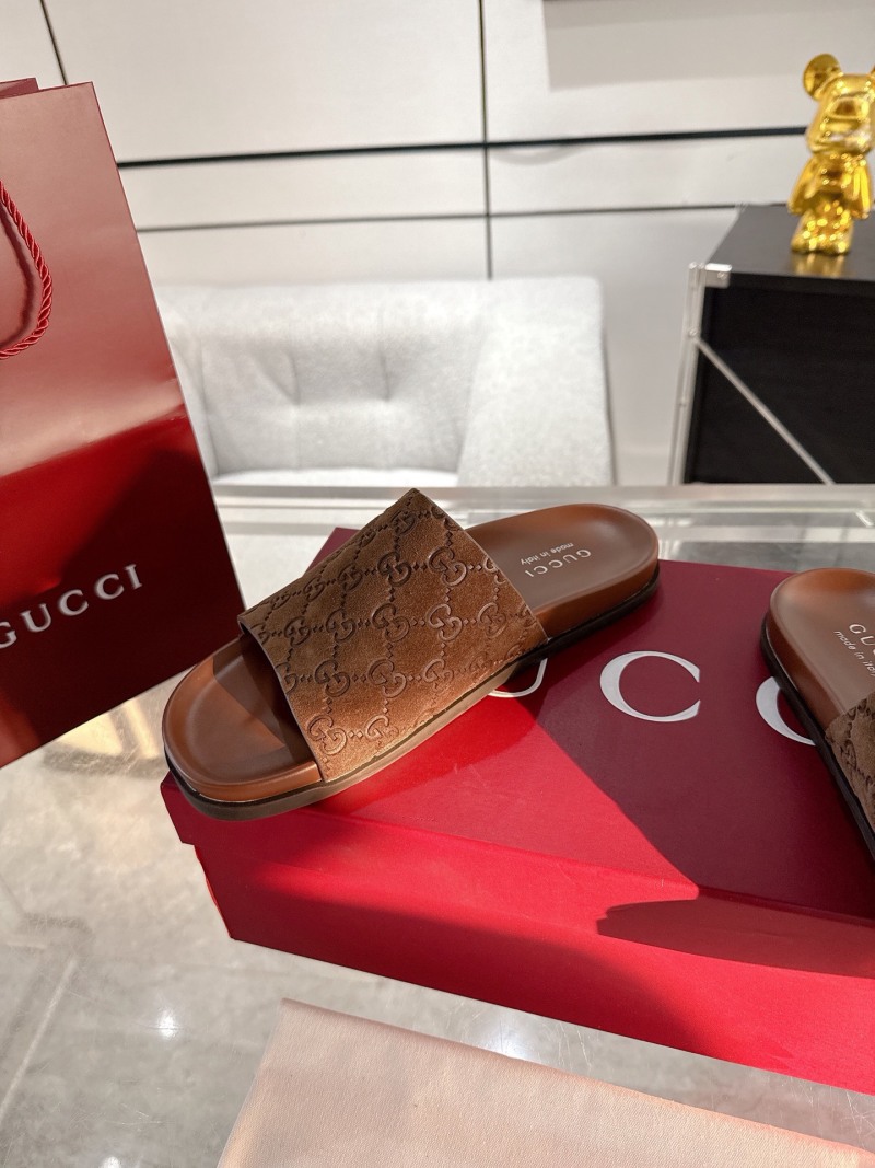 Сандалии мужские Gucci коричневые с принтом GG