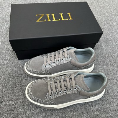 Мужские кроссовки Zilli из натуральной кожи, серый цвет