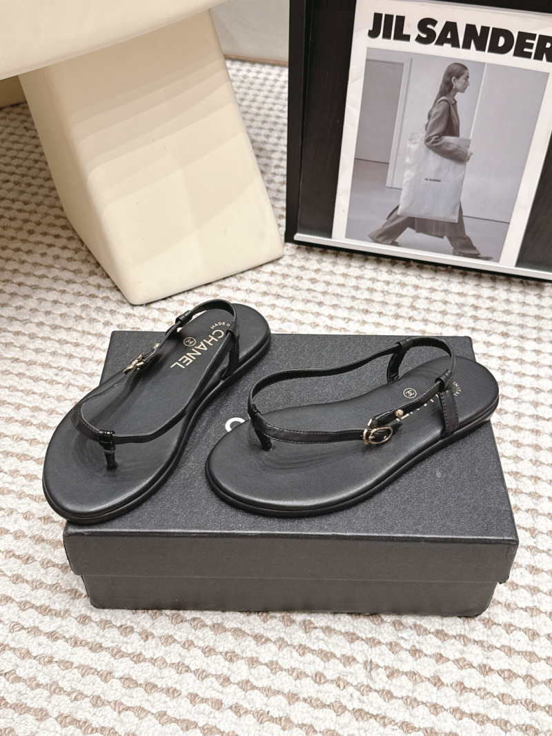 Женские кожаные шлёпанцы, черные Chanel