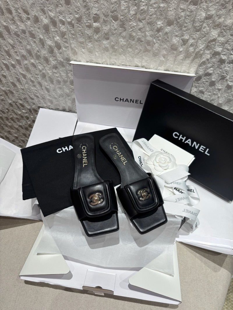 Мюли женские черные с квадратным мыском Chanel