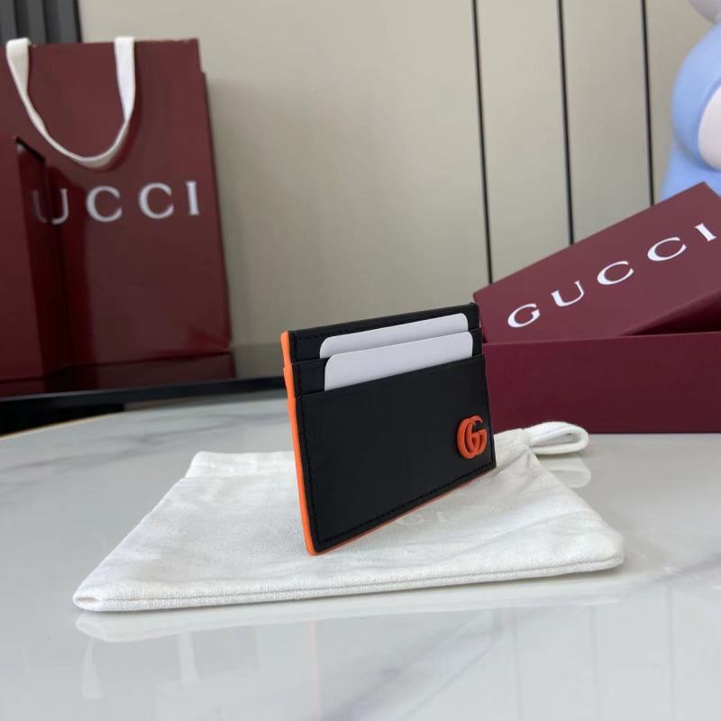 Картхолдер Gucci черный с оранжевым логотипом