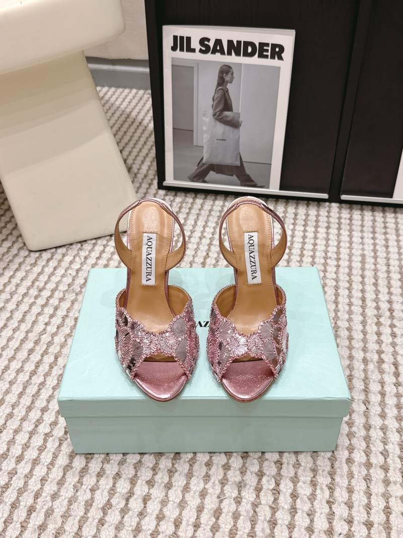 Сандалии женские розовые с декором Aquazzura