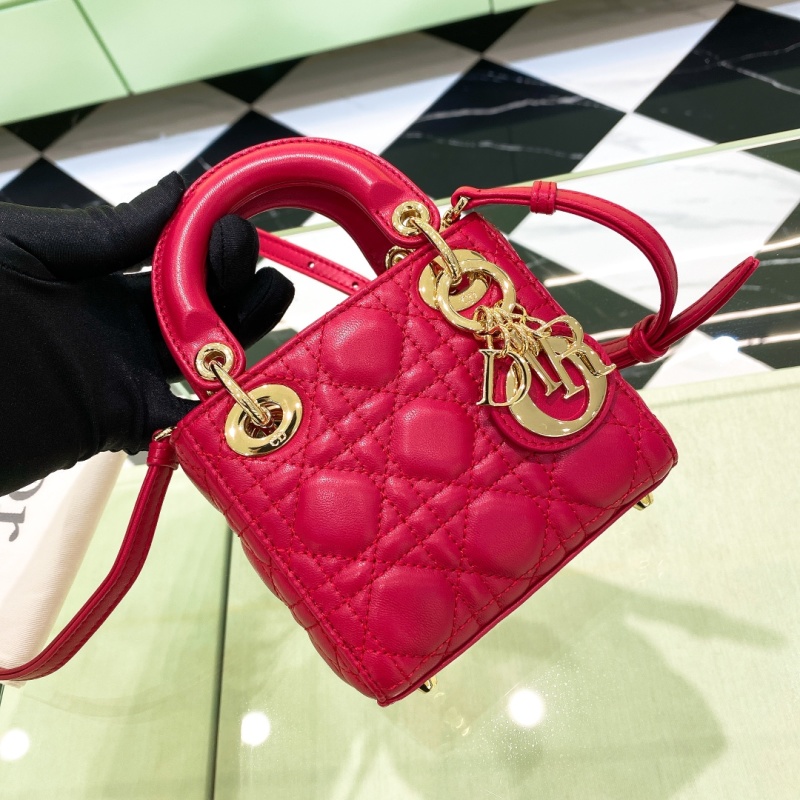 Мини-сумка Lady Dior розового цвета