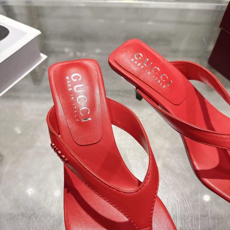 Женские мюли на каблуке красного цвета Gucci