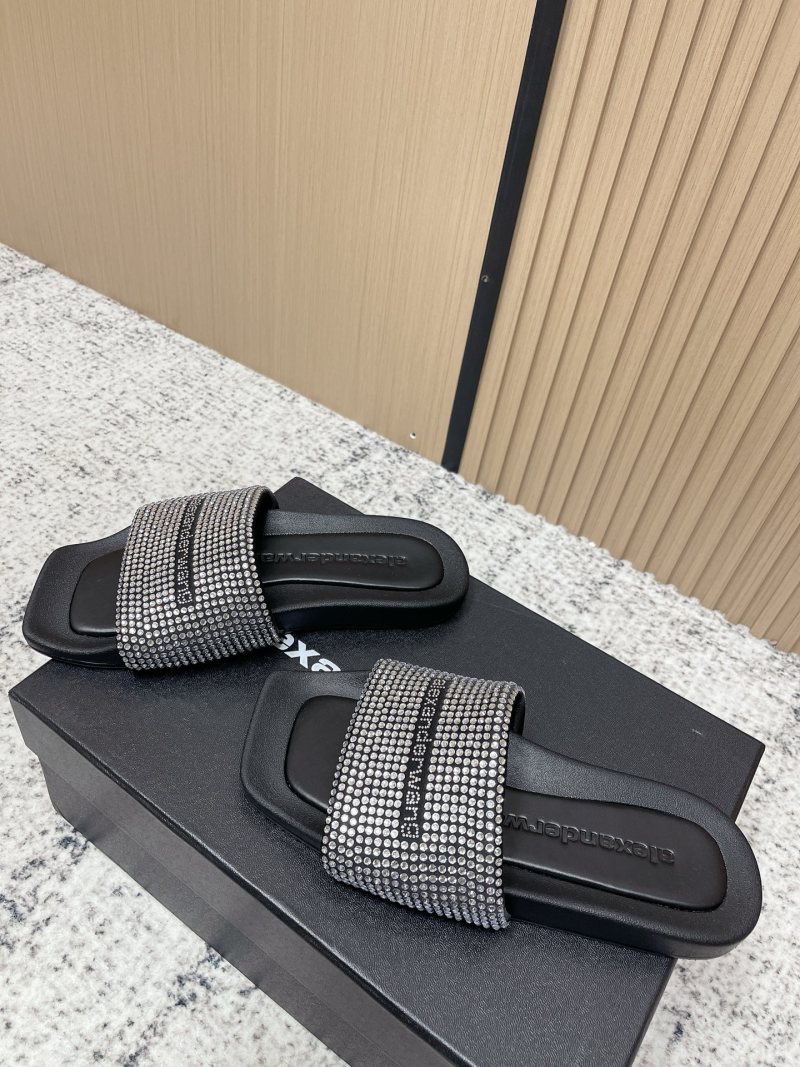 Женские босоножки Alexander Wang черные со стразами